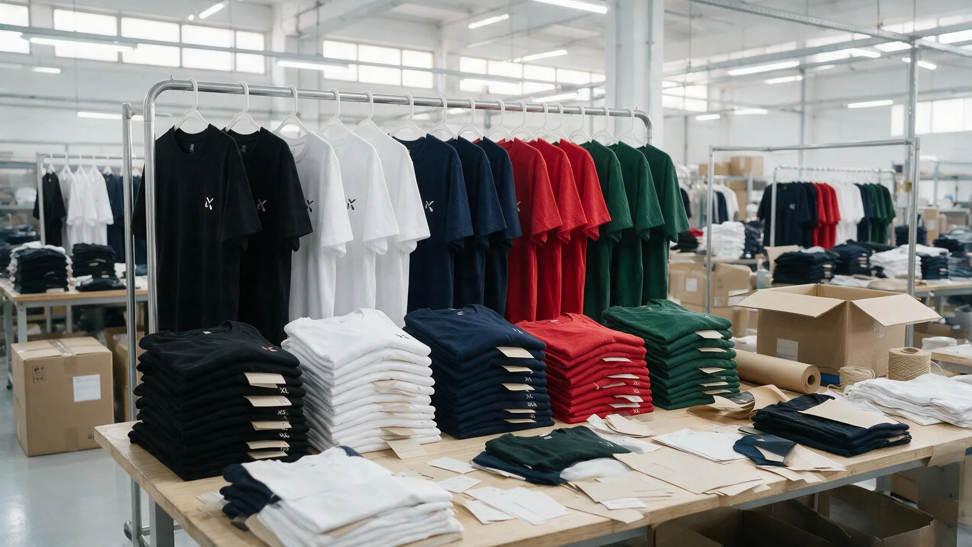 Rack com camisas em volume para atacado