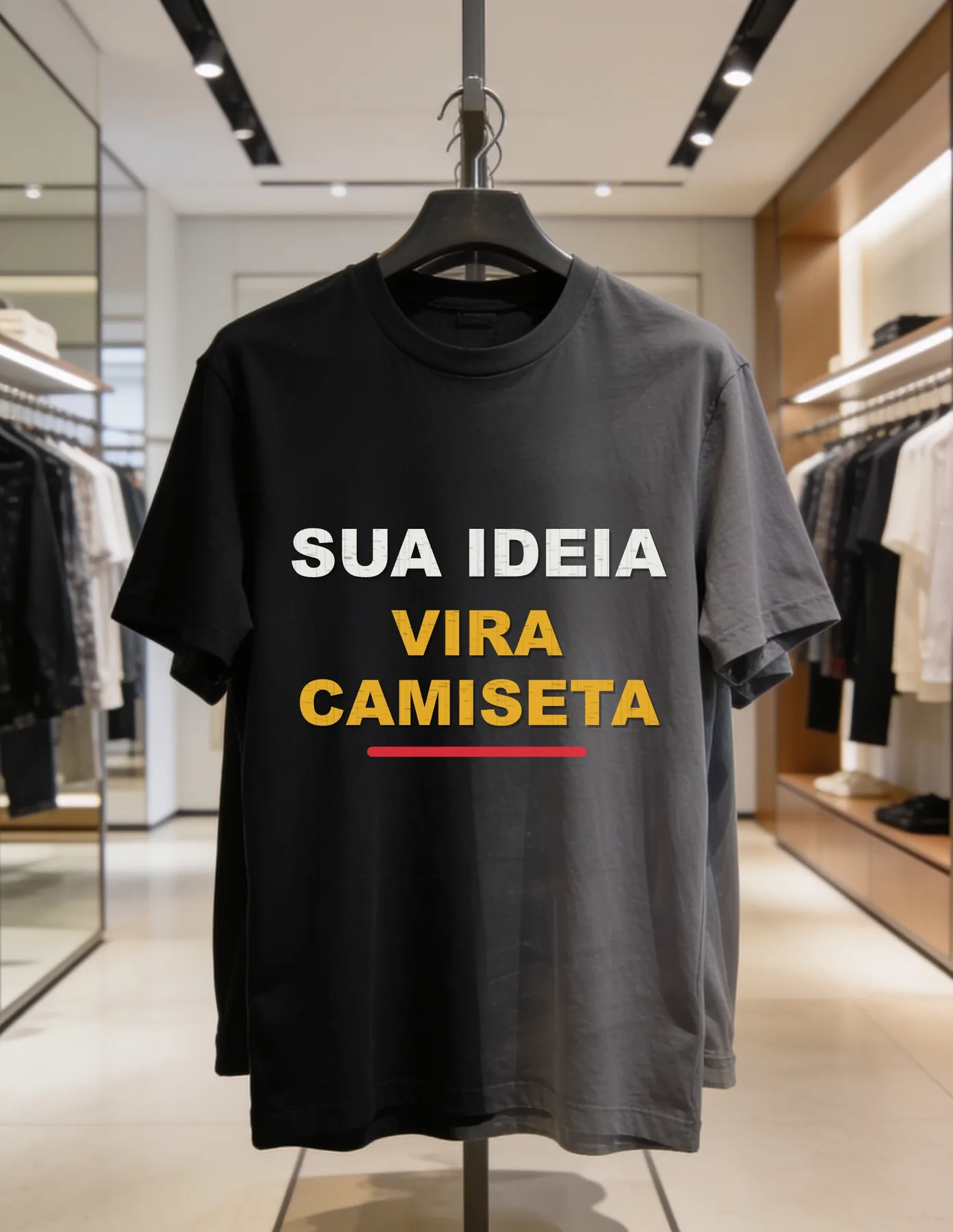 Modelo ilustrativo de camiseta com frase